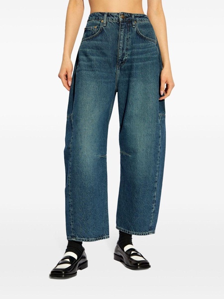 high-rise cropped cotton jeans