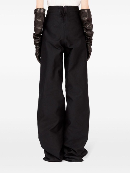 Black Wide-Leg Satin Trousers