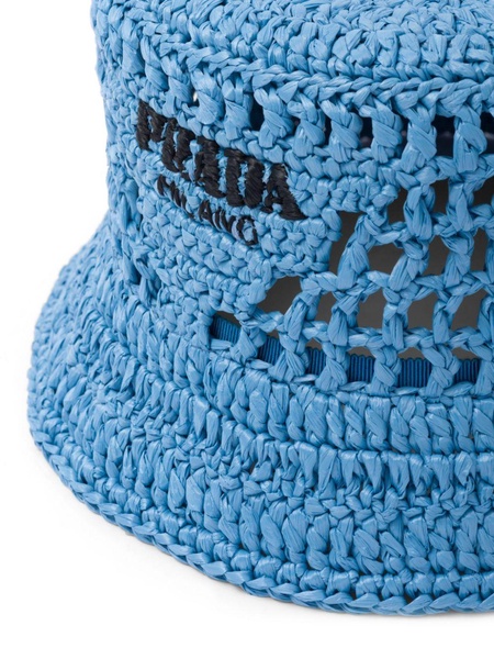 logo-embroidered raffia bucket hat