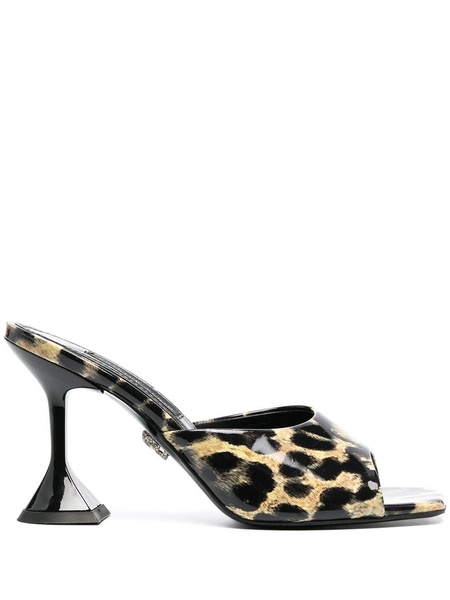 leopard-print square-toe sandals