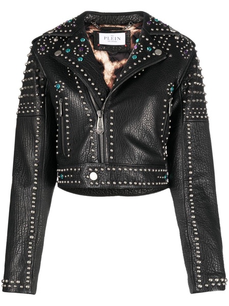 studded leather biker jacket