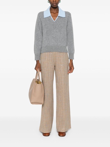 wide-leg tweed trousers