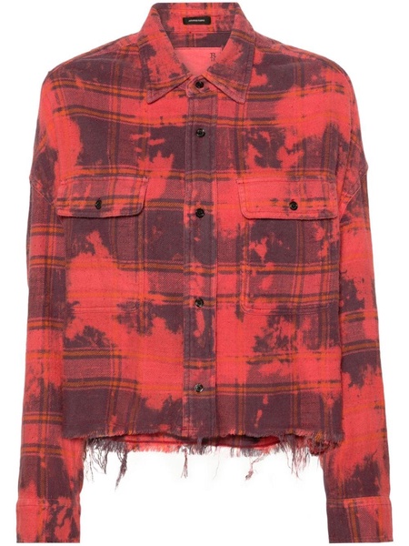 plaid-check cropped shirt