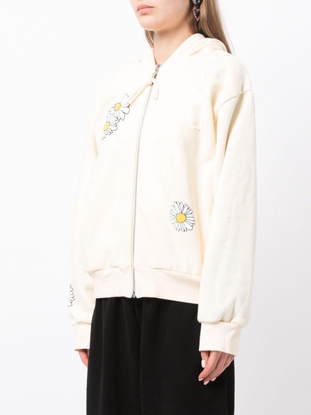 daisy-print zip-up hoodie