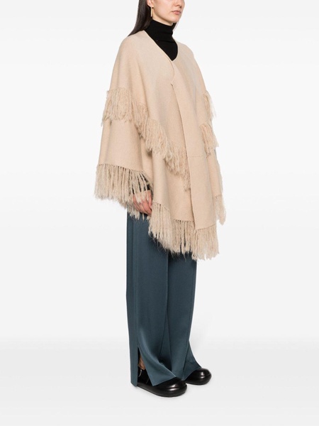 fringed wool-blend cape