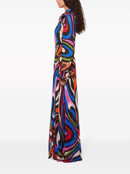 Marmo-print silk maxi skirt