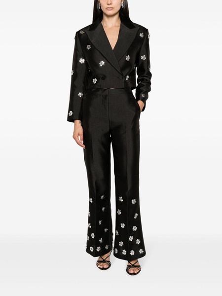 flower-embellished flared trousers