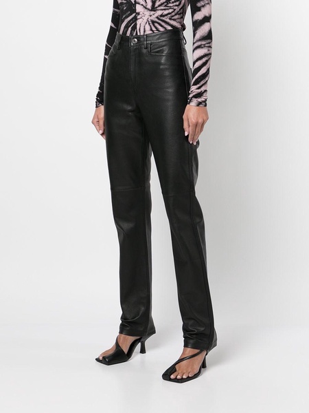 straight-leg leather trousers