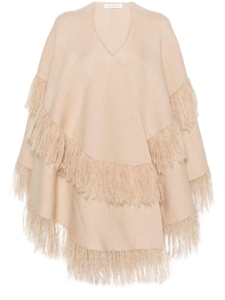 fringed wool-blend cape