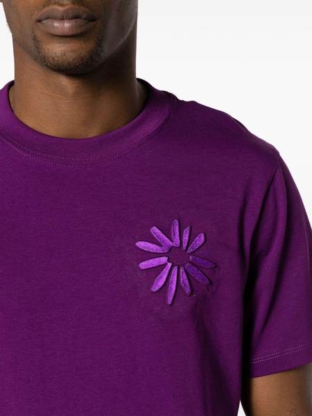 floral-appliqué T-shirt