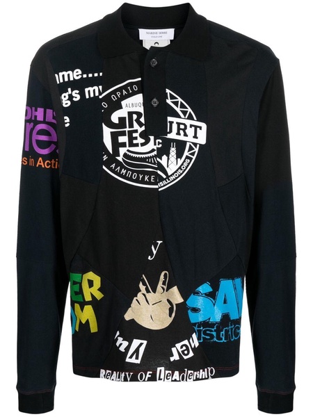 graphic-print long-sleeve polo shirt