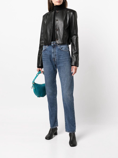 high-rise straight-leg jeans