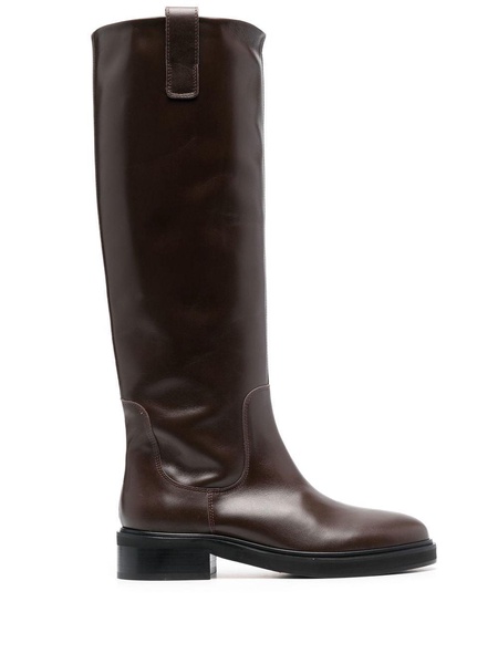 knee-length leather boots