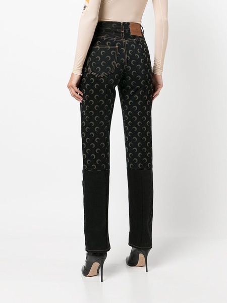 high-rise logo-print straight-leg jeans