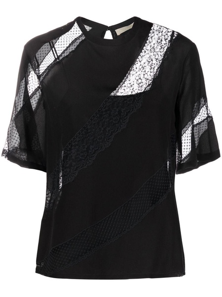 lace-panelled T-shirt