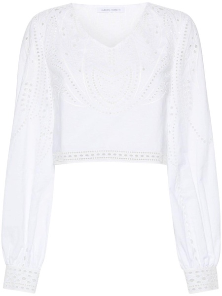 broderie-anglaise cropped blouse