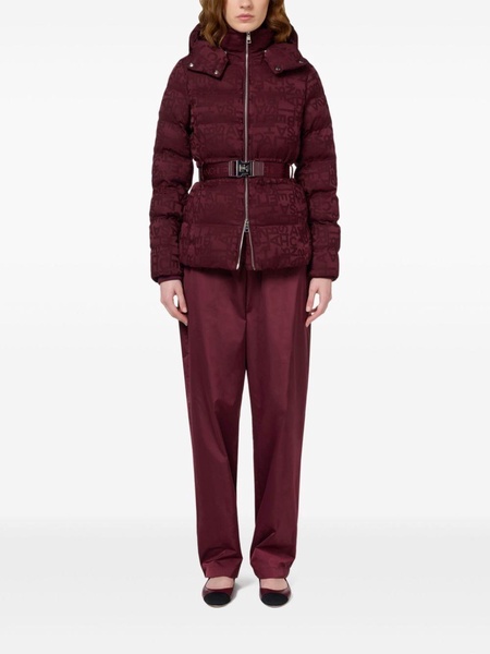 jacquard logo belted puffer coat