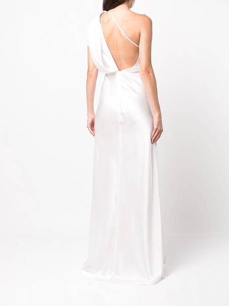 silk one-shoulder gathered gown