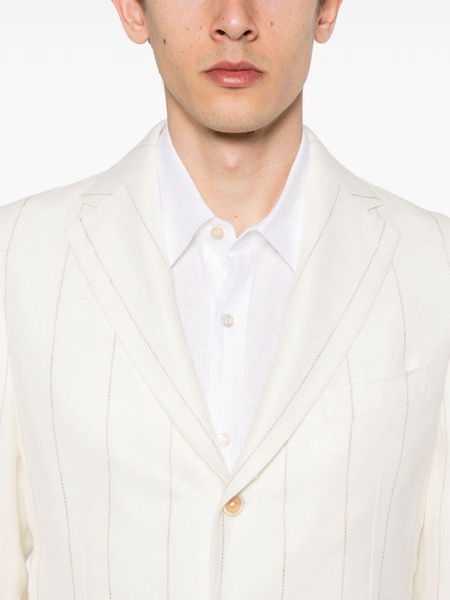 pinstriped linen-blend suit