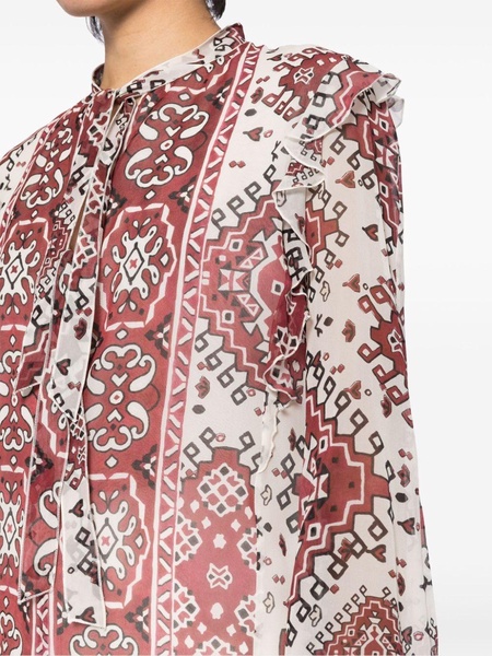 graphic-print silk blouse