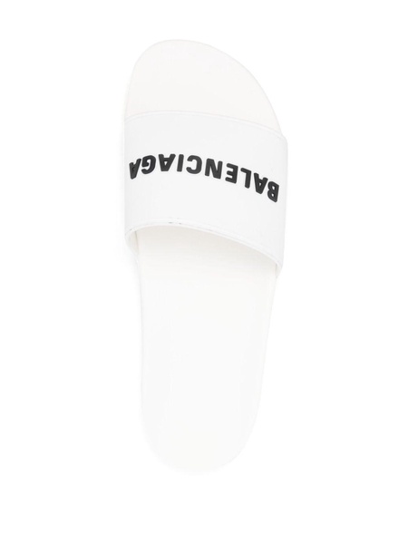 Women's Pool Slide Sandal in White Black