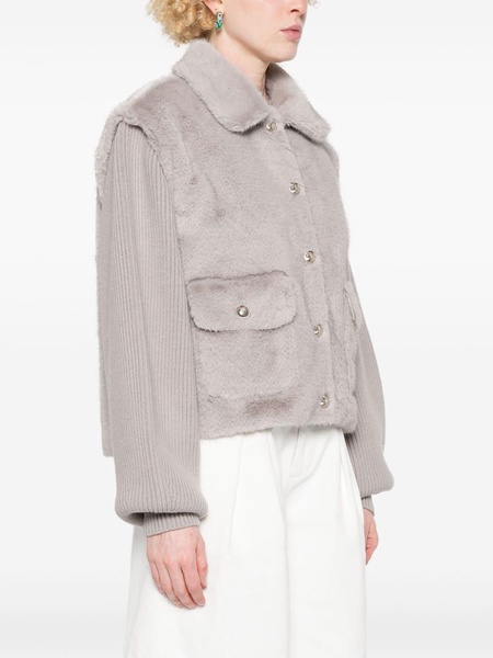 Dual-material faux-fur jacket