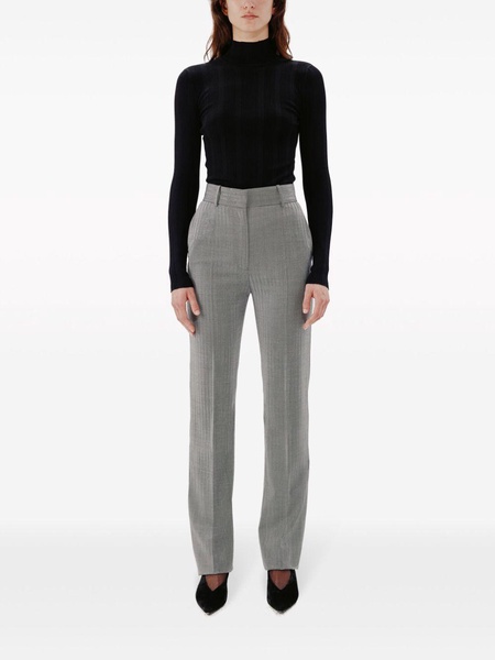 herringbone straight-leg trousers