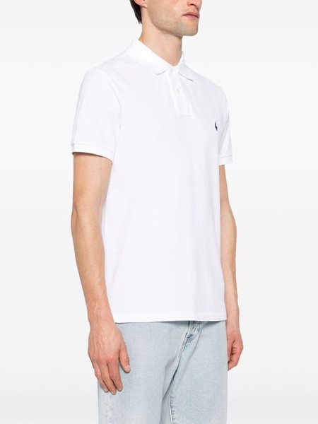 White Fitted Polo Shirt With Logo In Cotton Man