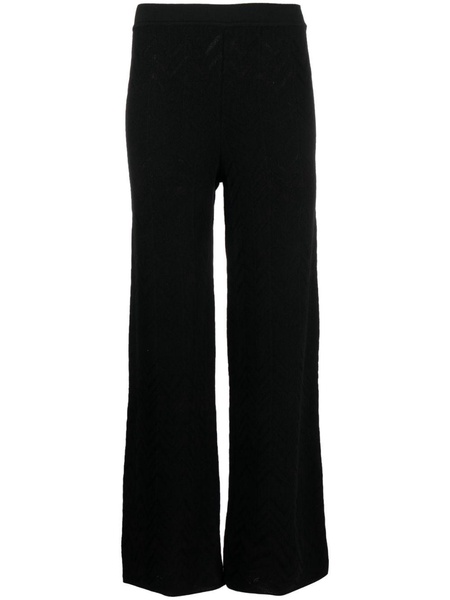 straight-leg zigzag-embroidery trousers