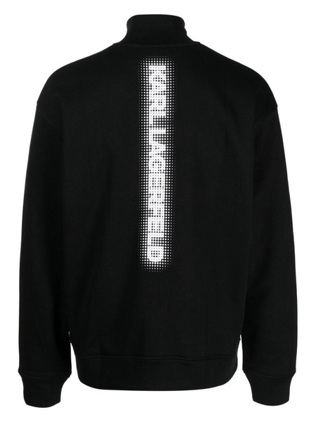 logo-print zip-up cotton sweatshirt