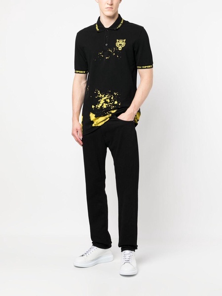 paint splatter-print polo shirt