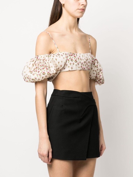 Tulip floral-print crop top