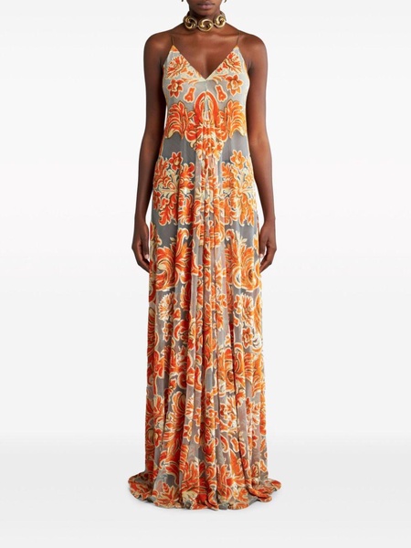 patterned-jacquard gown