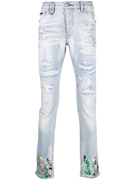 paint splatter straight jeans