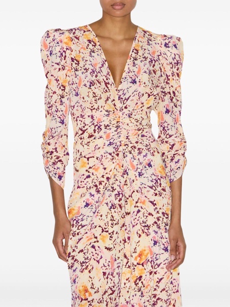 Pink Albini Floral-Print Silk Dress