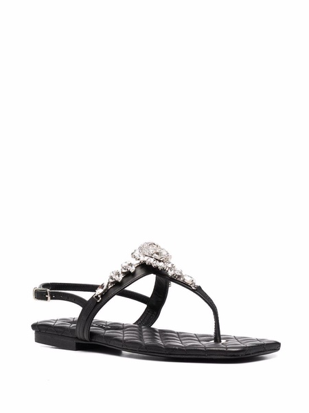 crystal-skull leather sandals 