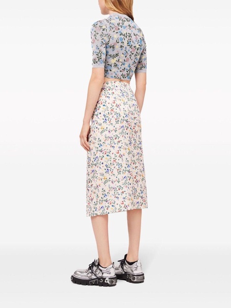 floral-print layered midi skirt