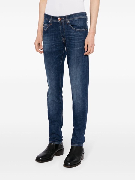 slim-cut cotton jeans