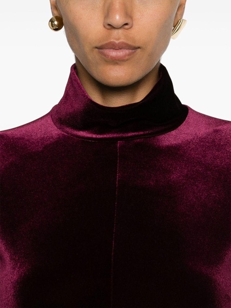 high-neck velvet top