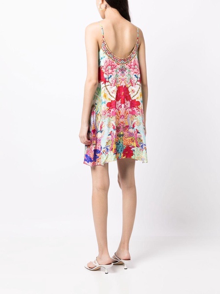 floral-print silk shift dress