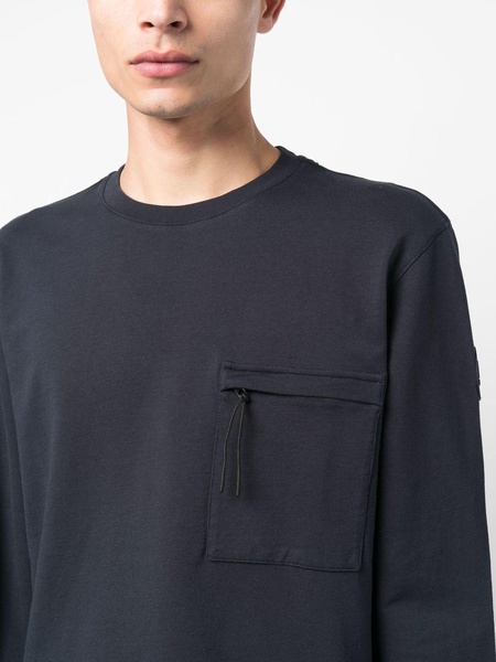 zip-pocket crew-neck sweatshirt