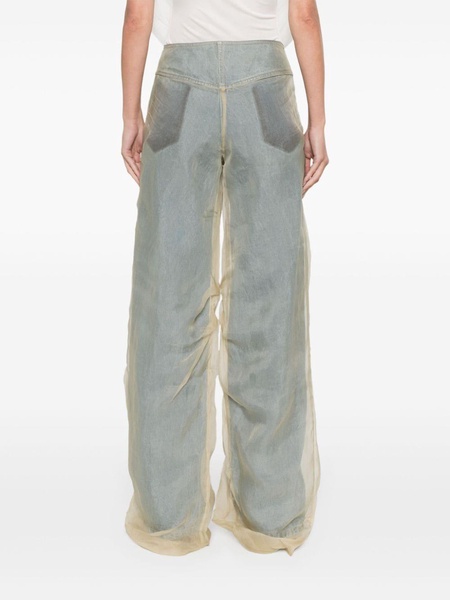 sheer-overlay straight-leg jeans