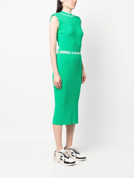 logo-waist knitted dress