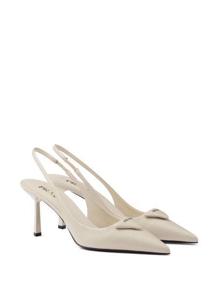 75mm Saffiano leather slingback pumps