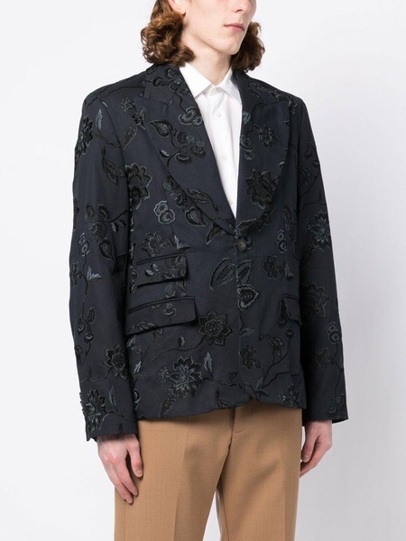 Edward floral-embroidered single-breasted blazer