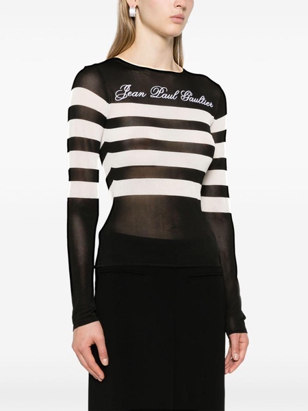 logo-embroidered striped jumper