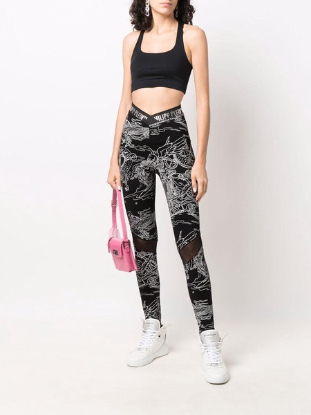 high-waist tattoo-print leggings