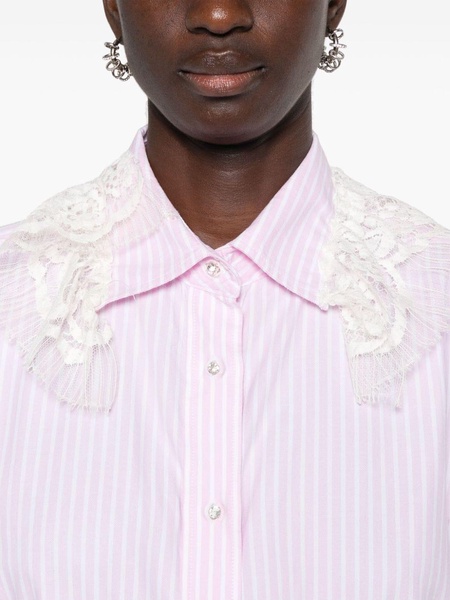 lace-detail striped shirt 