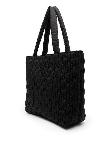 quilted logo patch tote bag