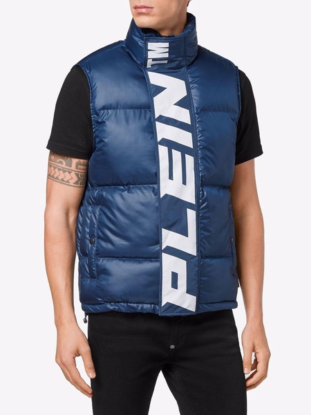 padded high-neck logo gilet